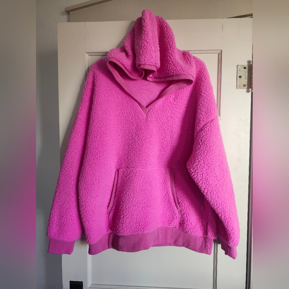 Pink V-neck Hoodie